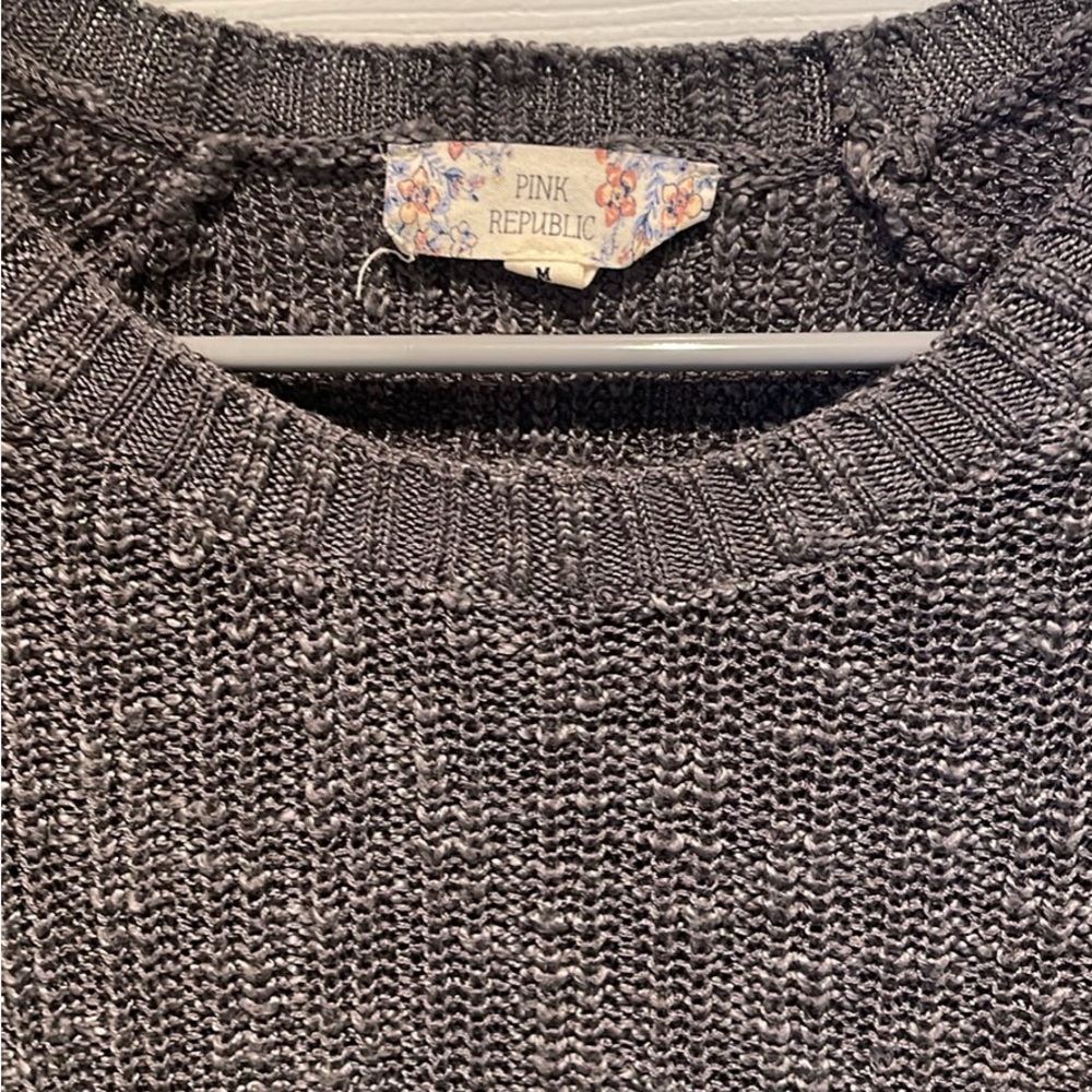 Pink Republic Charcoal Textured Crewneck Sweater